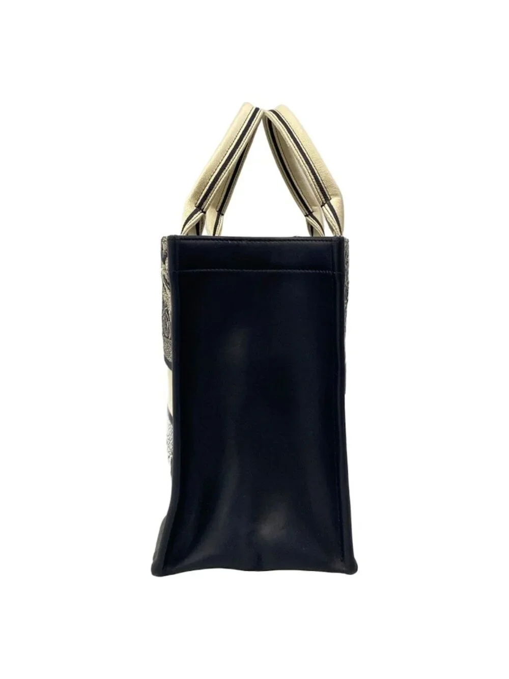 Dior Tote Book Vintage Small Dark Navy Ivory Embroidery